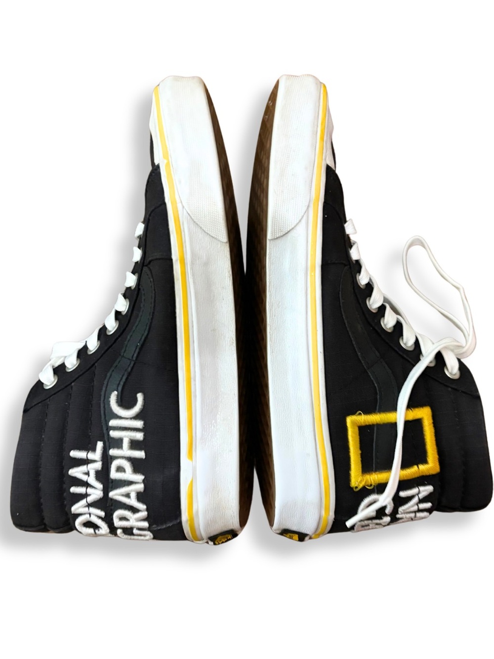 Vans x National Geographic Sk8-Hi Black Yellow Embroidered Sneakers Size 7 - Picture 11 of 13